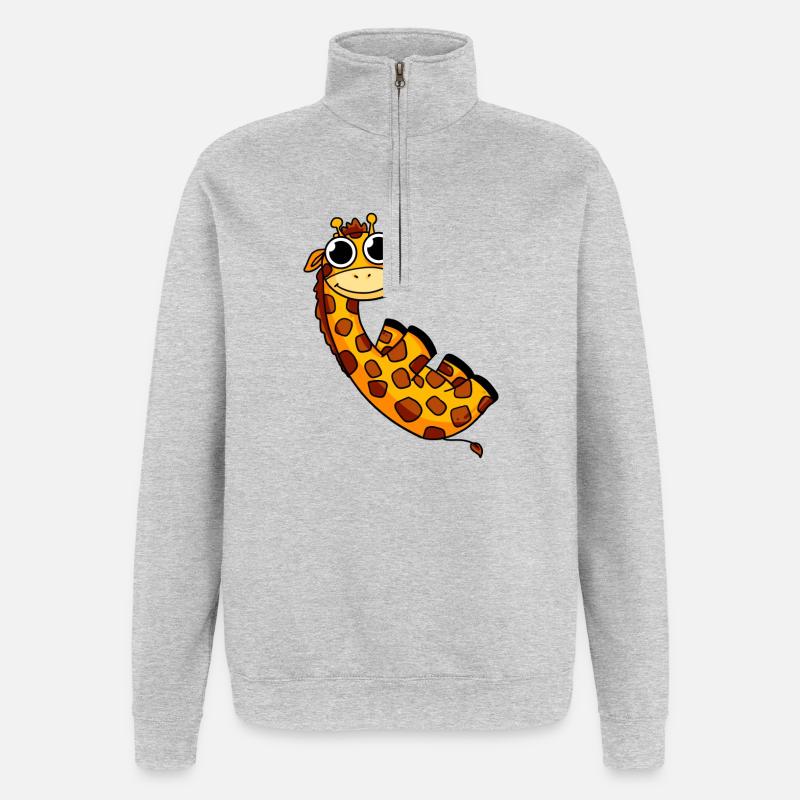 Giraffe Safari - Quarter-Zip Sweatshirt - heather grey