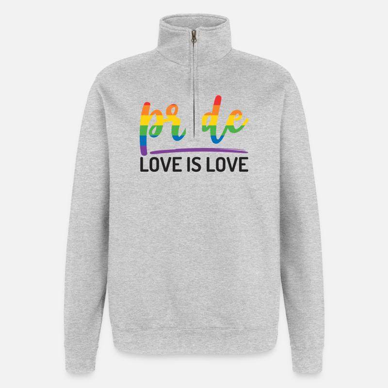 Fierté LGBTQ+. L’amour est l’amour. - Sweat à zip 1/4 - gris chiné