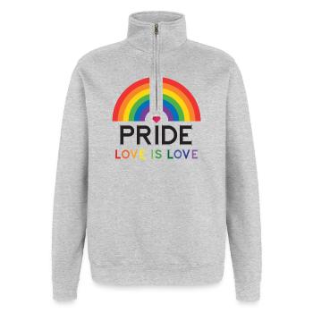 Pride - Love is Love. - Quarter-Zip Sweatshirt - heather grey - Front - AI Model Female 172 light (172cm) & AI Model Male 178 dark (178cm)