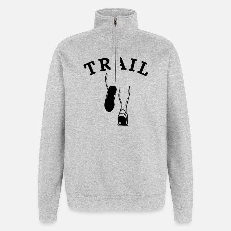 trail, fan de trail, trail running - Sweat à zip 1/4 - gris chiné