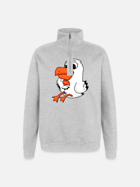 Seagull family - seagull with baby - Quarter-Zip Sweatshirt - heather grey