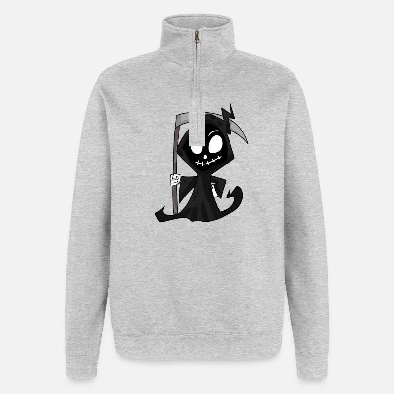 Faucheuse avec faux - Halloween - Sweat à zip 1/4 - gris chiné
