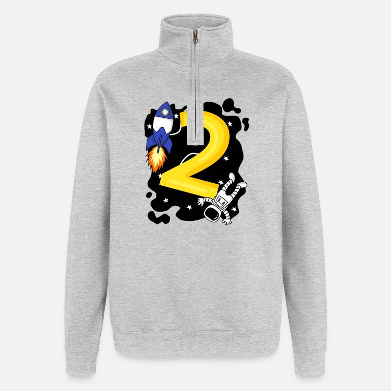 2 Birthday Boy Astronaut - deux ans - Sweat à zip 1/4 - gris chiné