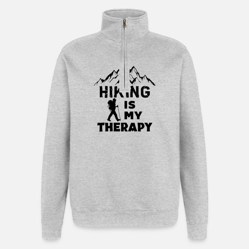 Wandern Statement Wanderer Wanderung Naturerlebnis - Quarter-Zip-Sweatshirt - Grau meliert
