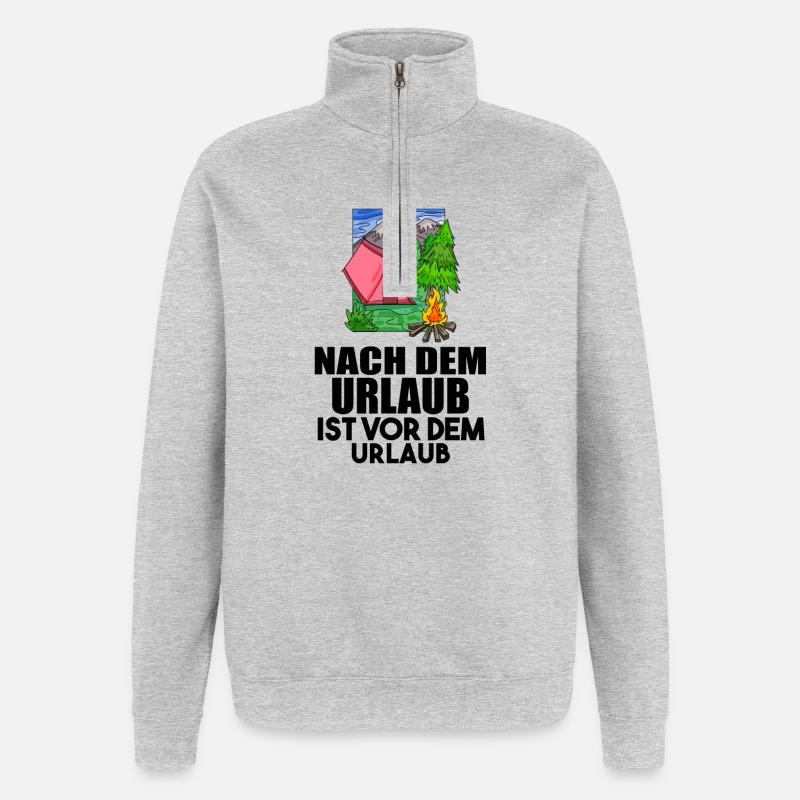 Urlaub - Quarter-Zip-Sweatshirt - Grau meliert