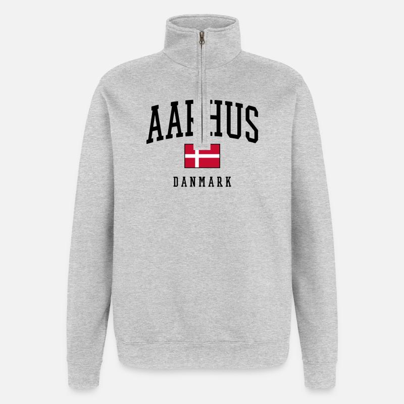 AARHUS DANMARK – Denmark Flag Design - Quarter-Zip Sweatshirt - heather grey