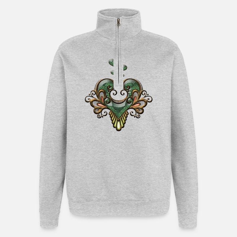 Wunderbares, elegantes Herz - Quarter-Zip-Sweatshirt - Grau meliert