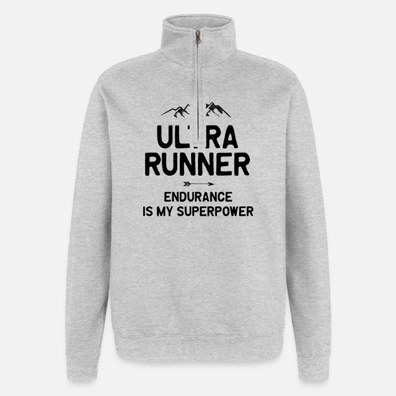 Ultra Runner - Endurance is My Superpower - Quarter-Zip Sweatshirt - heather grey