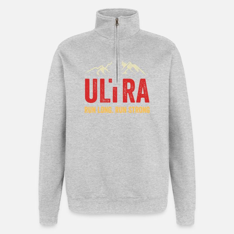 Ultra Running - Run Long. Run Strong. - Quarter-Zip Sweatshirt - heather grey