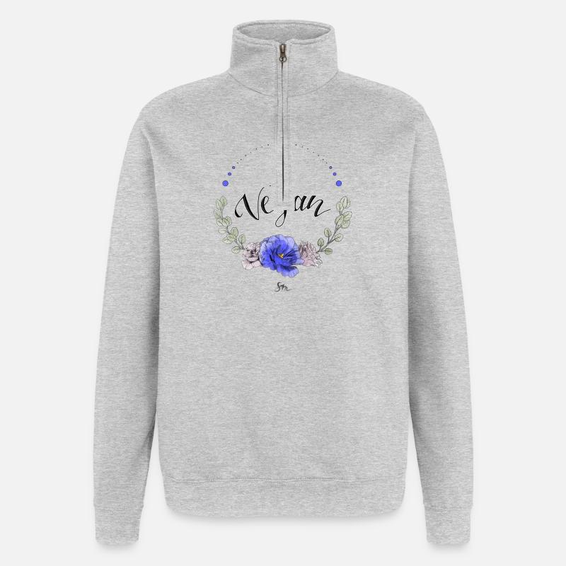 Je suis végétalien - Sweat à zip 1/4 - gris chiné