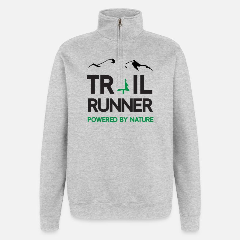 Trail Runner - Propulsé par la nature - Sweat à zip 1/4 - gris chiné