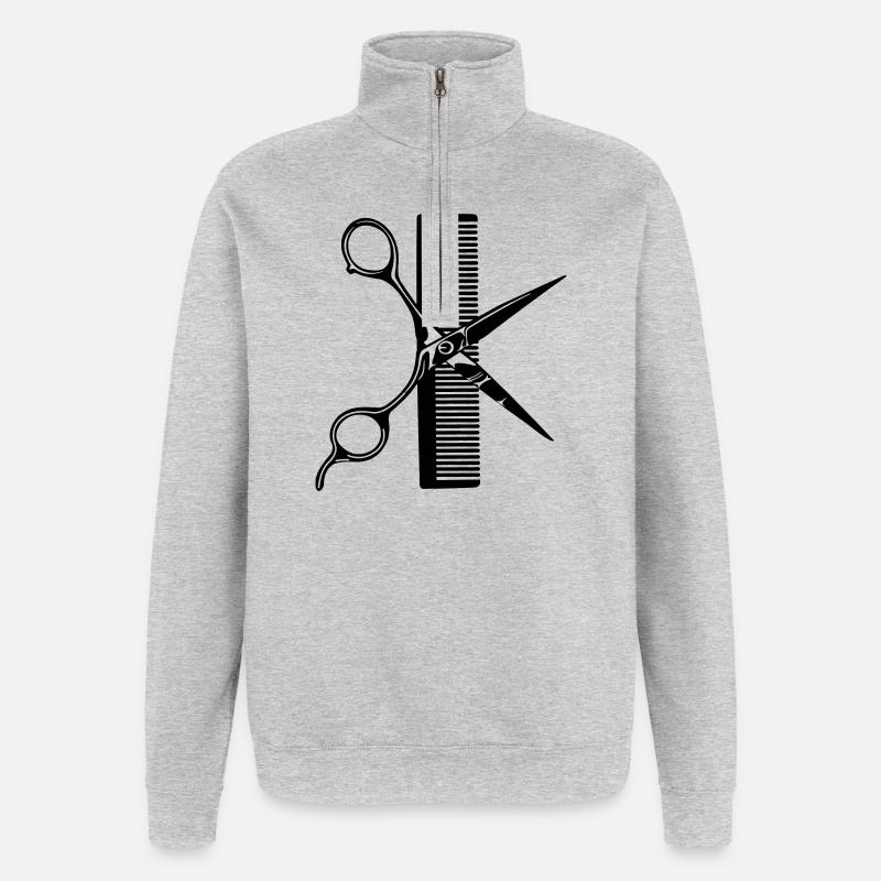 Scherenkamm - Quarter-Zip-Sweatshirt - Grau meliert