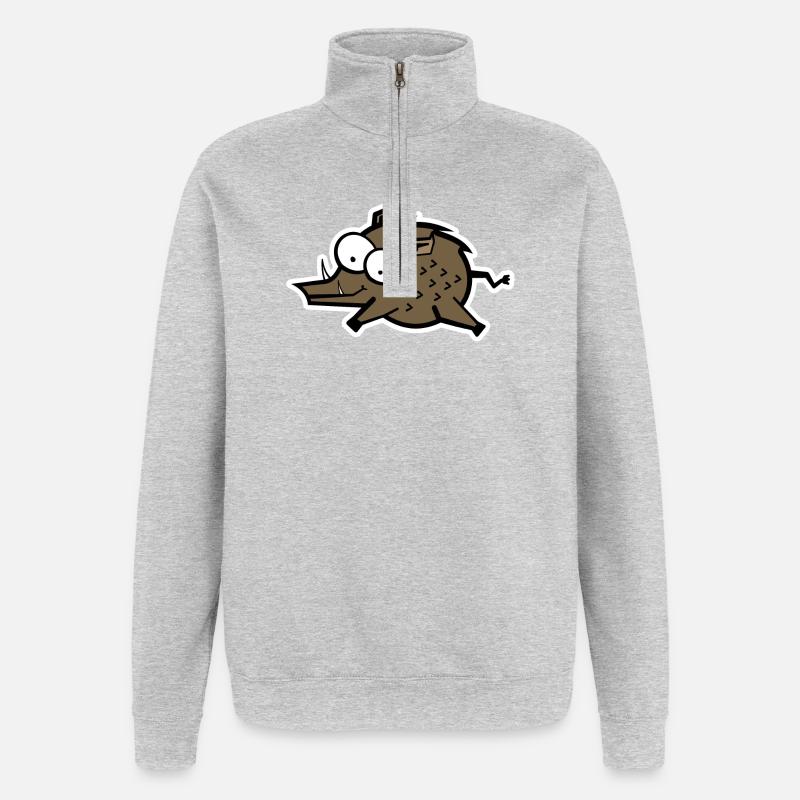 Wildsau - Quarter-Zip-Sweatshirt - Grau meliert