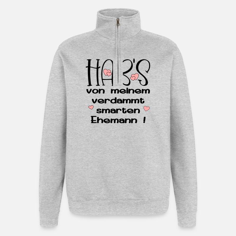 EHEPARTNER SPRÜCHE - SMARTER EHEMANN - HUMOR - Quarter-Zip-Sweatshirt - Grau meliert
