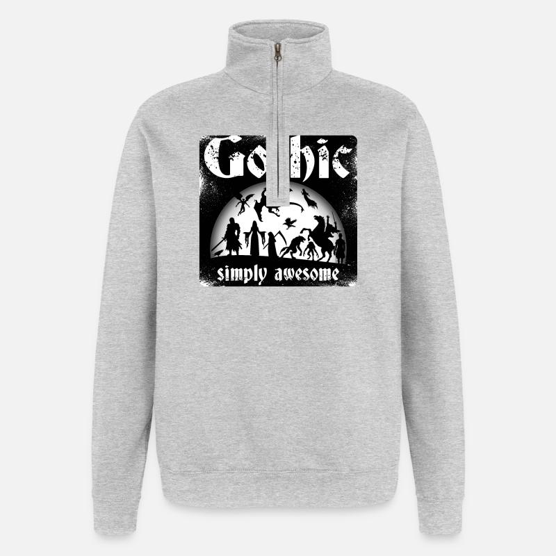 Gothic, spooky full moon creatures - Quarter-Zip Sweatshirt - heather grey