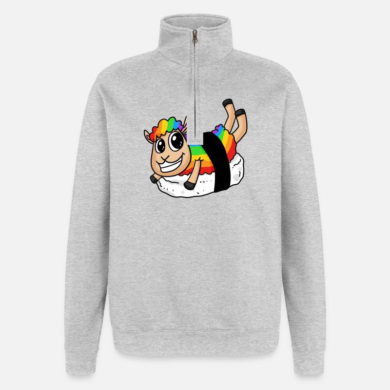 Regenbogen Sushi Schaf - Quarter-Zip-Sweatshirt - Grau meliert