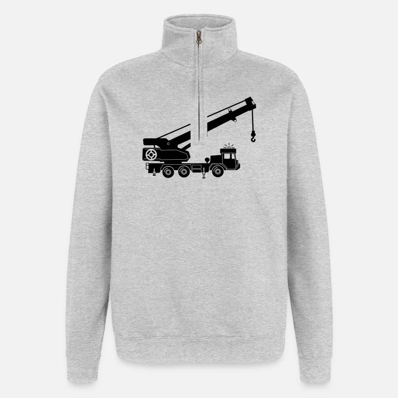 Kranwagen oder Abschleppwagen - Quarter-Zip-Sweatshirt - Grau meliert