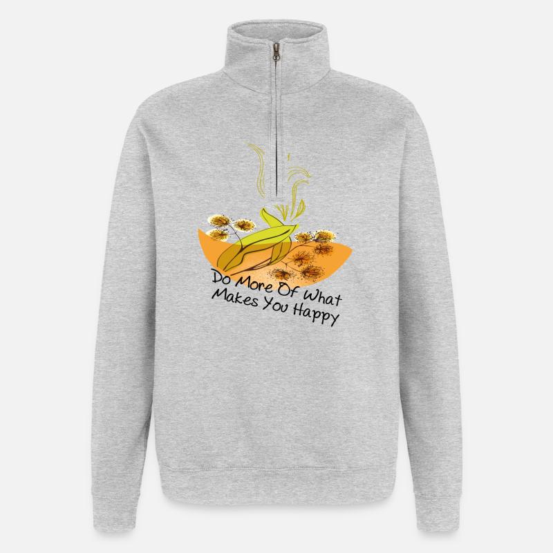 be happy, sei glücklich - Quarter-Zip-Sweatshirt - Grau meliert