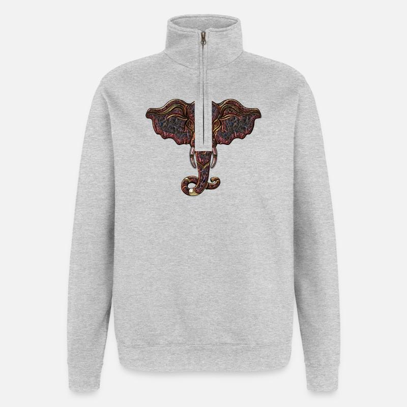 decorative elephant head - Quarter-Zip Sweatshirt - heather grey