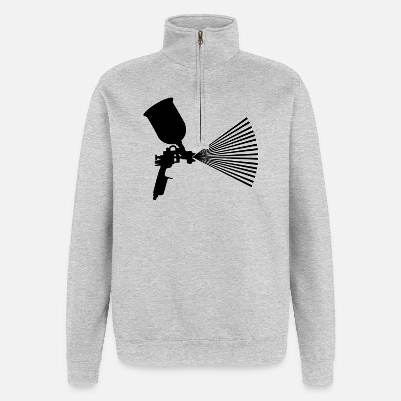 Sprühfarbe mit Strahl - Quarter-Zip-Sweatshirt - Grau meliert