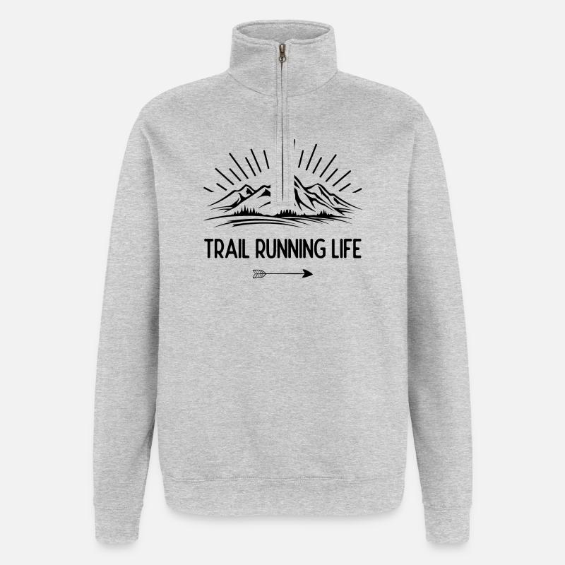 Trailrunning-Leben - Quarter-Zip-Sweatshirt - Grau meliert