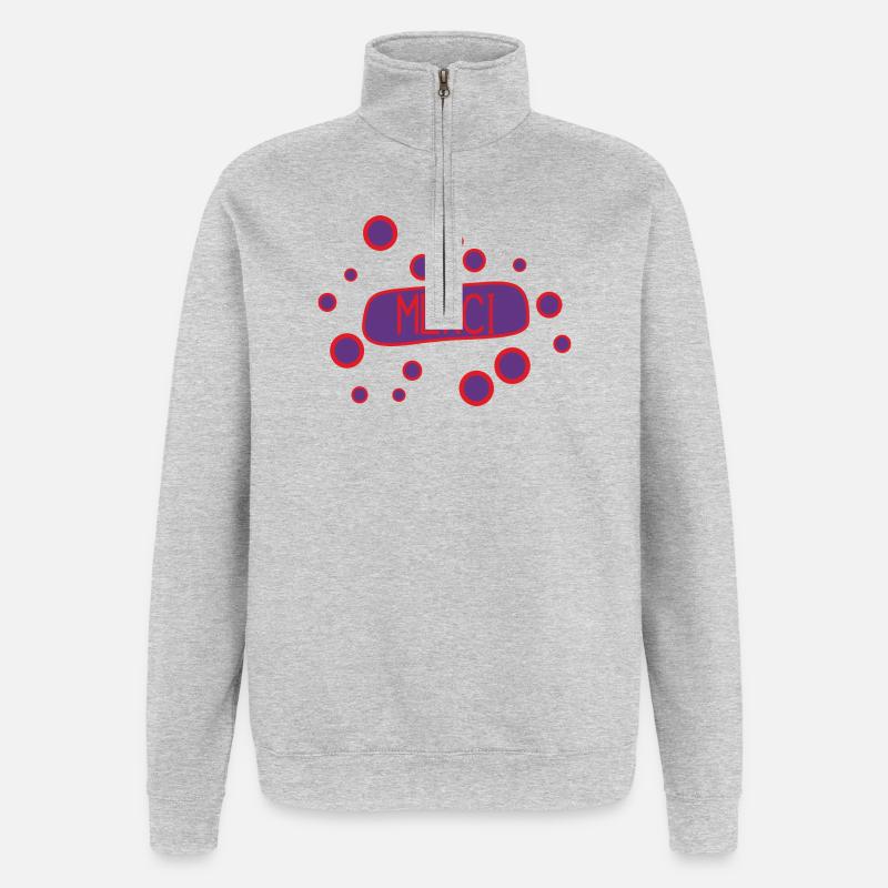 MERCI. THANKS. ANNIVERSAIRE. NAISSANCE. RETRAITE. - Sweat à zip 1/4 - gris chiné