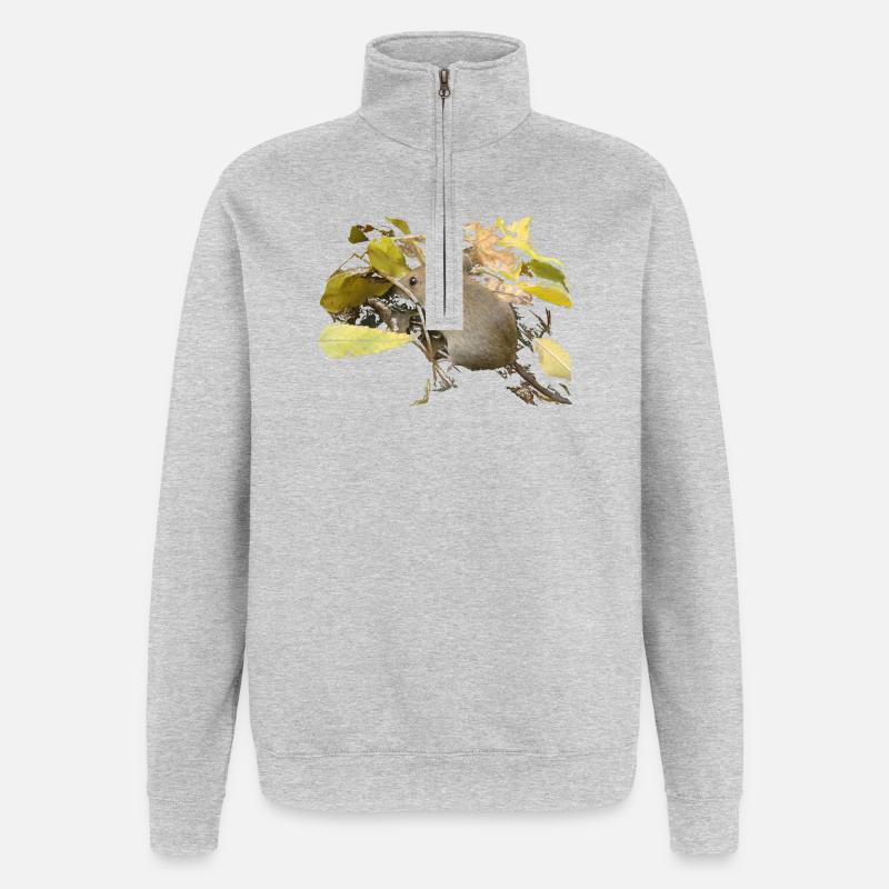 Souris dans le feuillage - Sweat à zip 1/4 - gris chiné