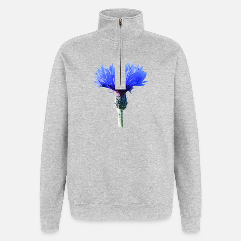 Bleuet - Sweat à zip 1/4 - gris chiné
