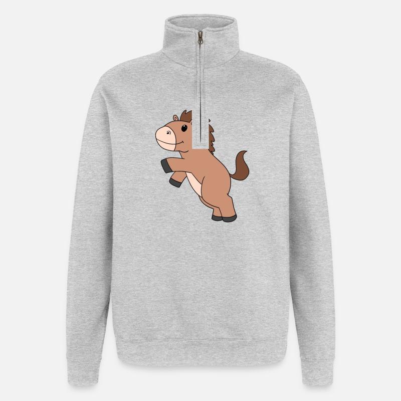 Niedliches Pferd - Quarter-Zip-Sweatshirt - Grau meliert