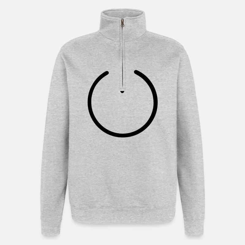 Un bouton Us Off - Sweat à zip 1/4 - gris chiné