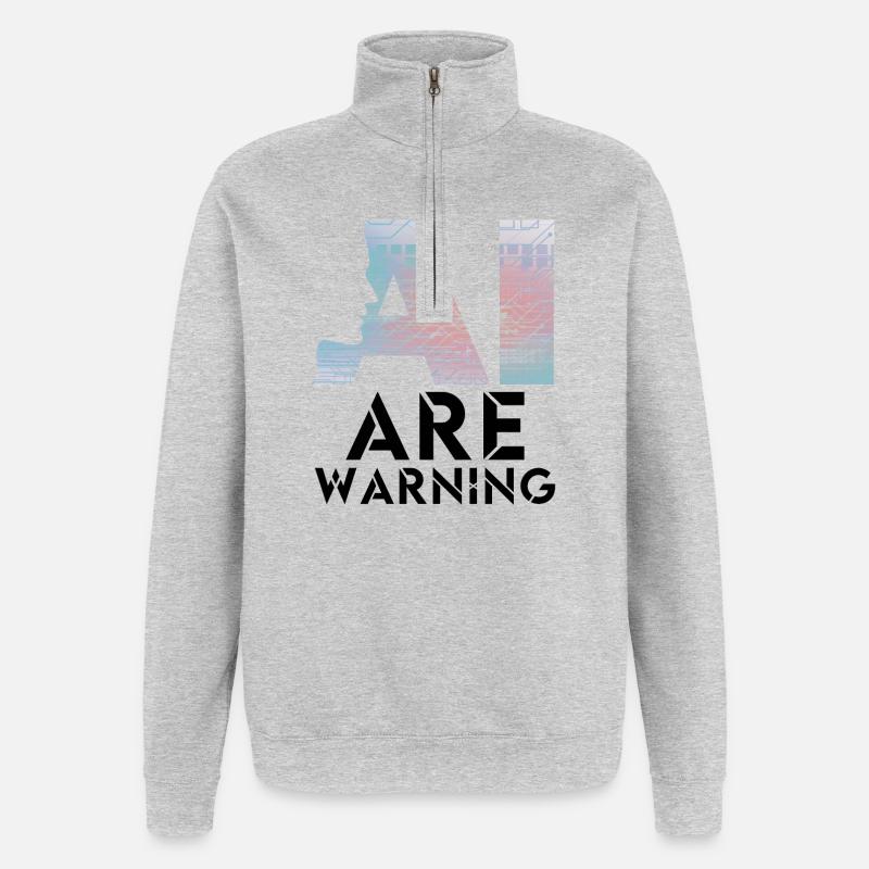 AI alert Caution artificial intelligence - Quarter-Zip Sweatshirt - heather grey