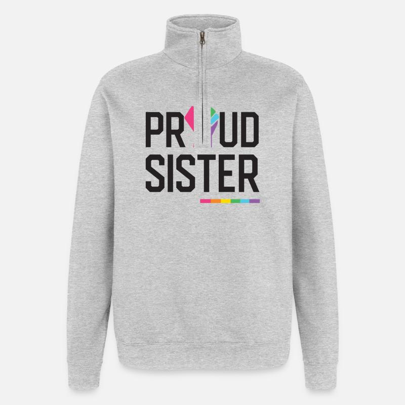 LGBT Pride Month - Stolze Schwester - Quarter-Zip-Sweatshirt - Grau meliert