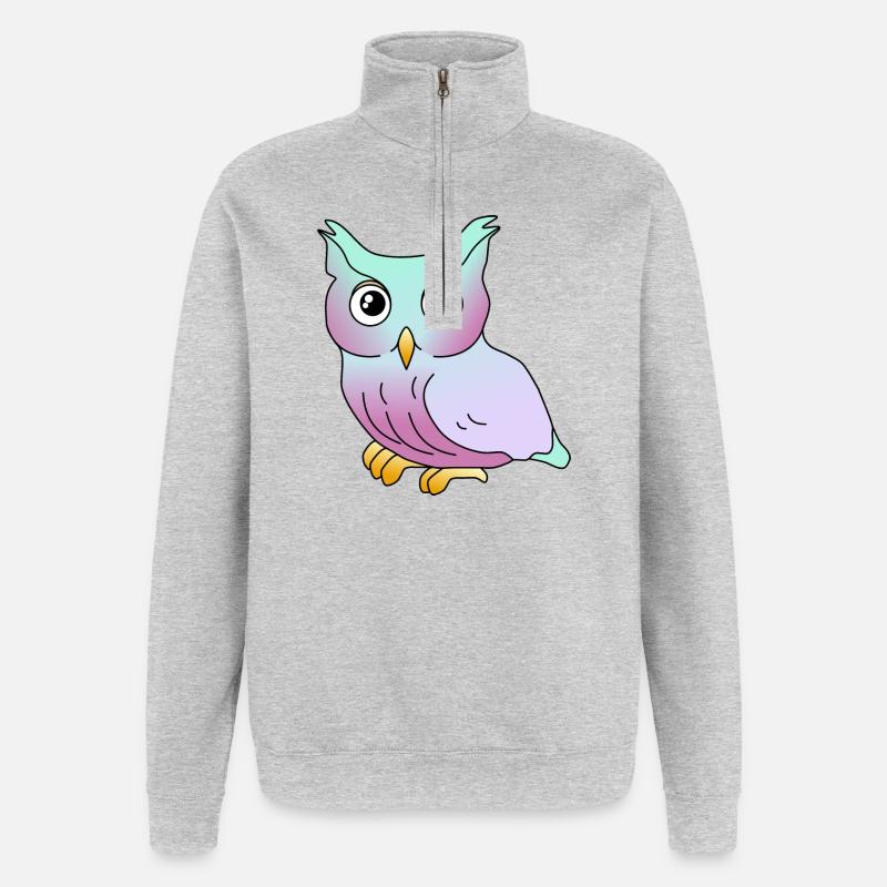 Eule - Quarter-Zip-Sweatshirt - Grau meliert