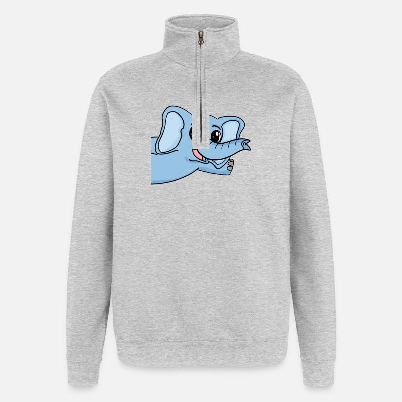 Elephant Greeting Greeting - Quarter-Zip Sweatshirt - heather grey