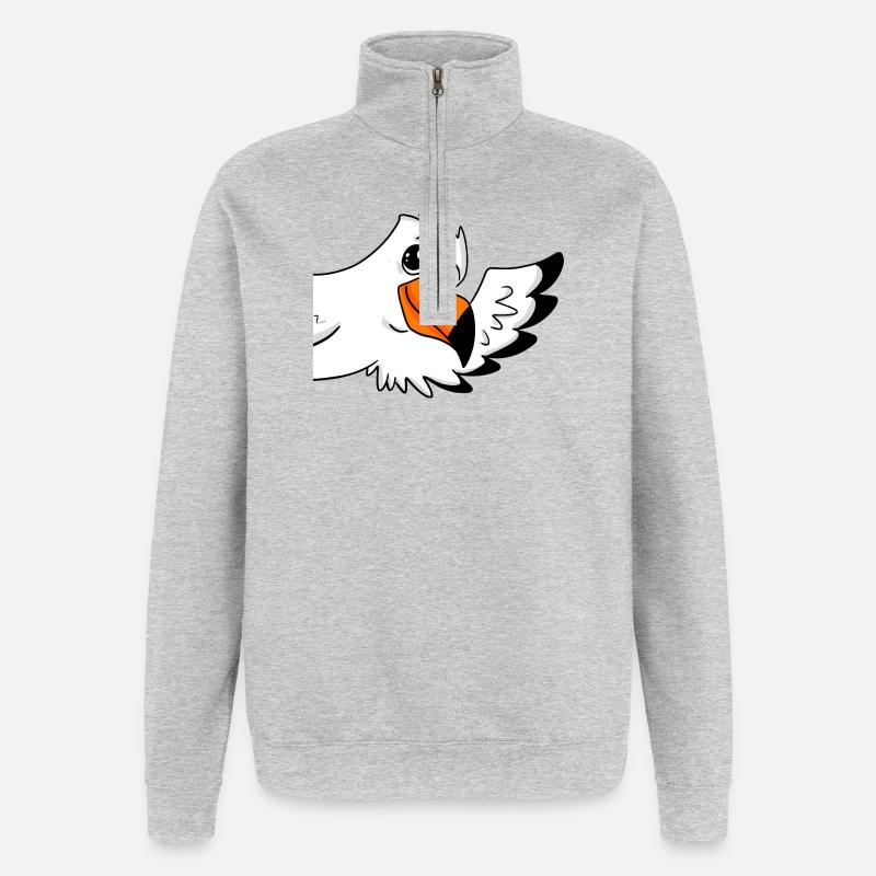 Möwe Gruß Begrüßung - Quarter-Zip-Sweatshirt - Grau meliert