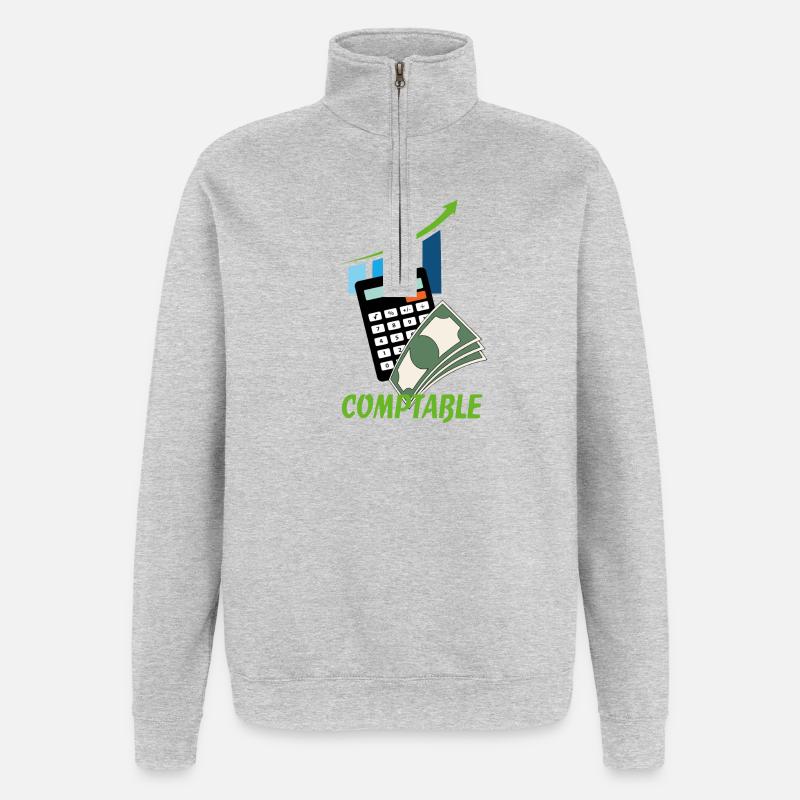 Comptable - Sweat à zip 1/4 - gris chiné