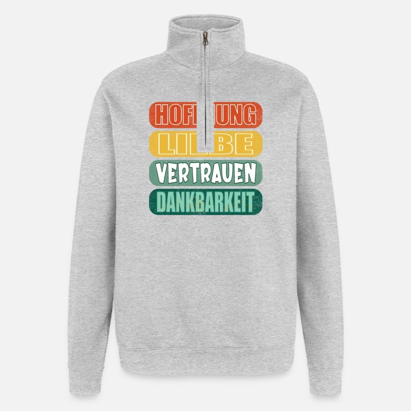 HOFFNUNG SPRÜCHE DANKBARKEIT - LIEBE VERTRAUEN - Quarter-Zip-Sweatshirt - Grau meliert