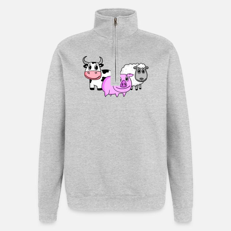 Animaux mignons - Sweat à zip 1/4 - gris chiné