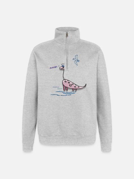 ahoi, maritim - Quarter-Zip-Sweatshirt - Grau meliert