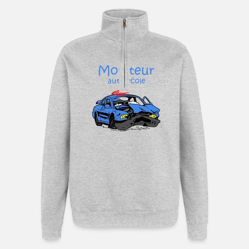 Moniteur auto-école - Sweat à zip 1/4 - gris chiné