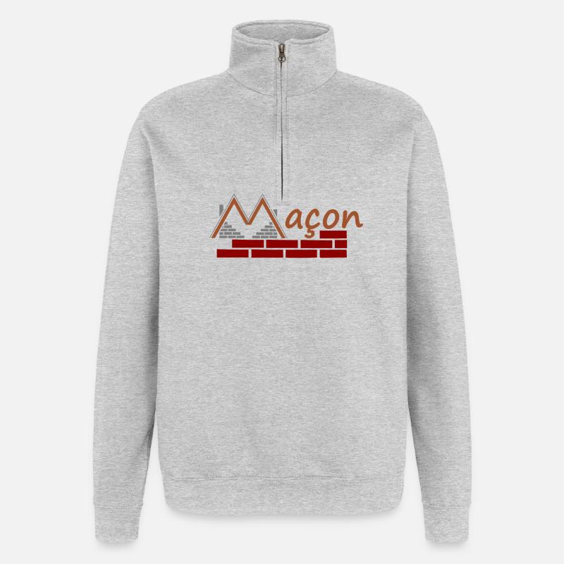 Maçon - Sweat à zip 1/4 - gris chiné