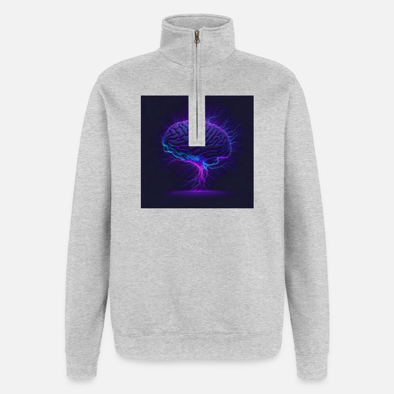 Brain - Quarter-Zip Sweatshirt - heather grey