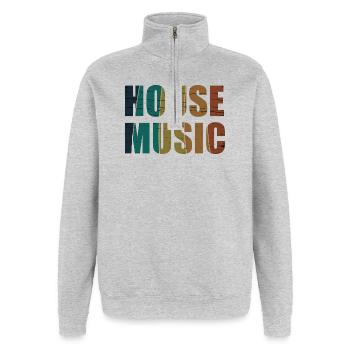House Music - Quarter-Zip Sweatshirt - heather grey - Front - AI Model Female 172 light (172cm) & AI Model Male 178 dark (178cm)