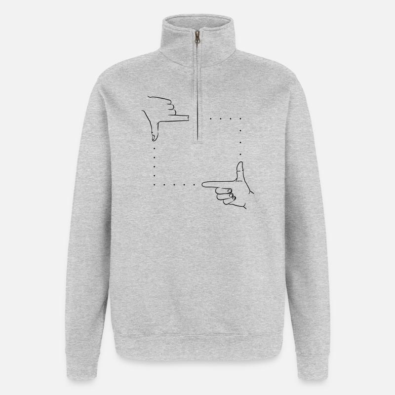 Handzeichen Bildausschnitt - Quarter-Zip-Sweatshirt - Grau meliert