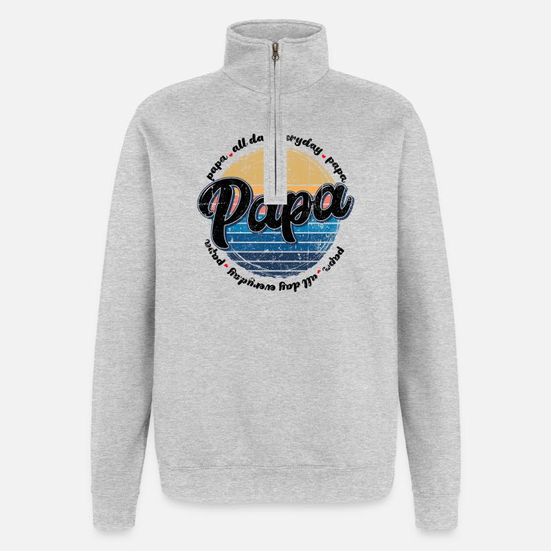 Papa Retro Sunset Script - Quarter-Zip Sweatshirt - heather grey