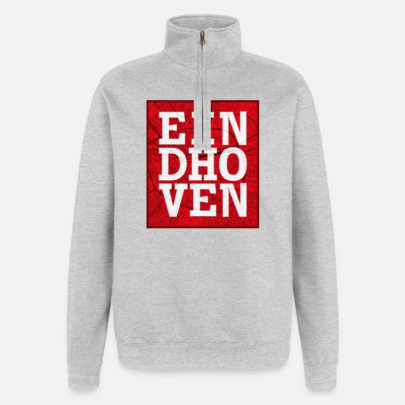 Eindhoven Großbuchstaben auf Stadtplan - Quarter-Zip-Sweatshirt - Grau meliert