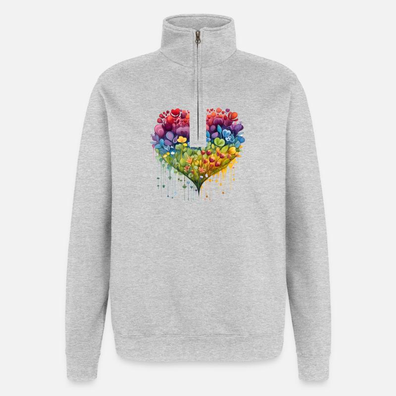 Cœur de fleur - Sweat à zip 1/4 - gris chiné