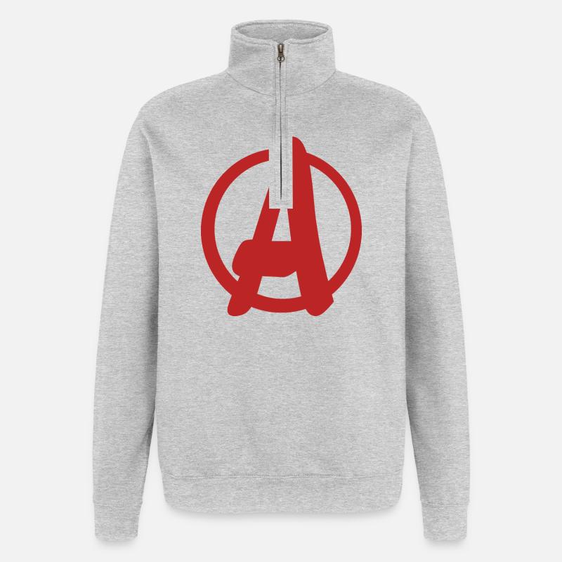 Cool simple Un logo - Sweat à zip 1/4 - gris chiné