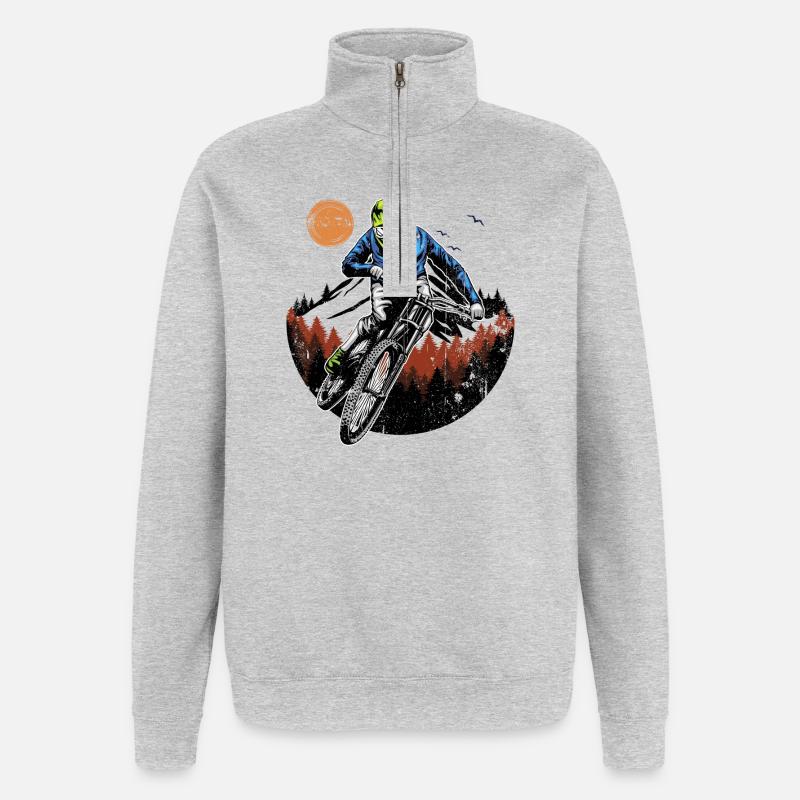 Cavalier de la crête de minuit - Sweat à zip 1/4 - gris chiné