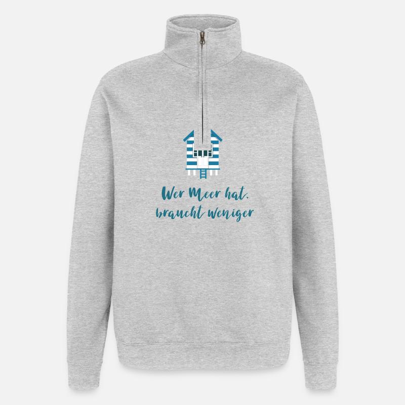 Wer Meer hat braucht weniger - Quarter-Zip-Sweatshirt - Grau meliert
